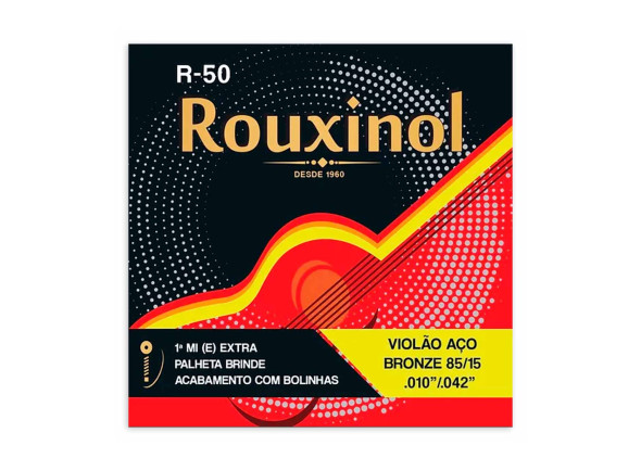 Rouxinol Jogo de Cordas R50 Calibre .010 para Guitarra Acústica e Viola de Fado Rouxinol Jogo de Cordas R50 Calibre .010 para Guitarra Acústica e Viola de Fado